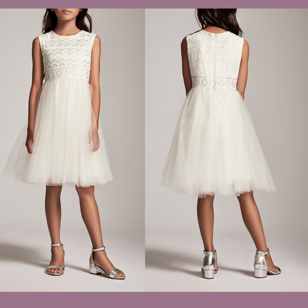 NEW $268‎ Tadashi Shoji Kids Egg-Shell Lace Dress in Ivory [Girls SZ 8 ]